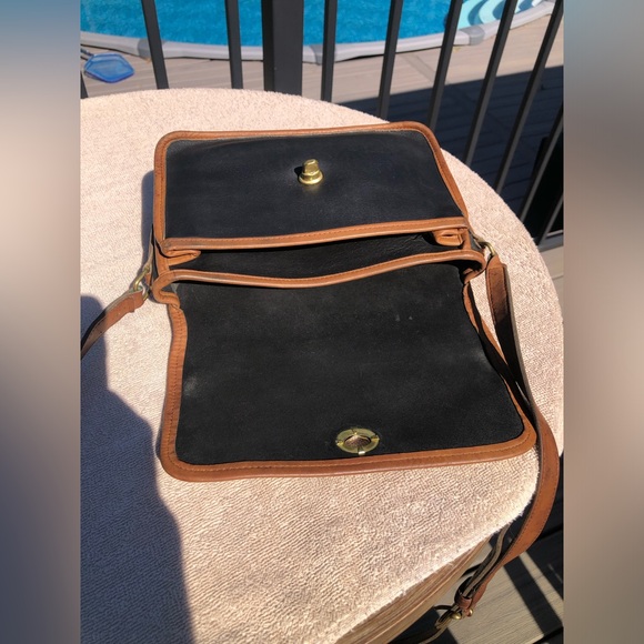 Vintage Coach Black and Tan Leather Spectator Compartment Bag - Picture 10 of 15